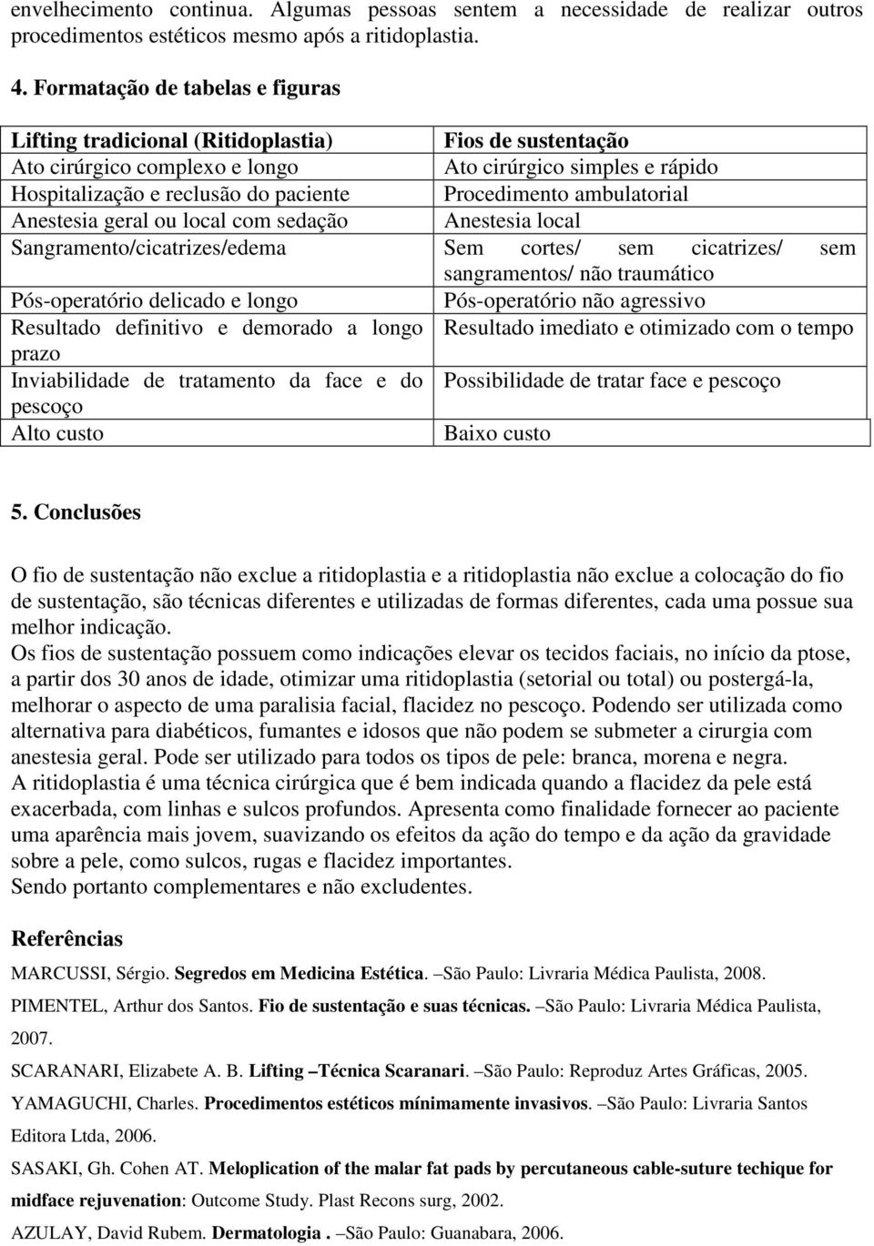 Procedimento ambulatorial Anestesia geral ou local com sedação Anestesia local Sangramento/cicatrizes/edema Sem cortes/ sem cicatrizes/ sem sangramentos/ não traumático Pós-operatório delicado e