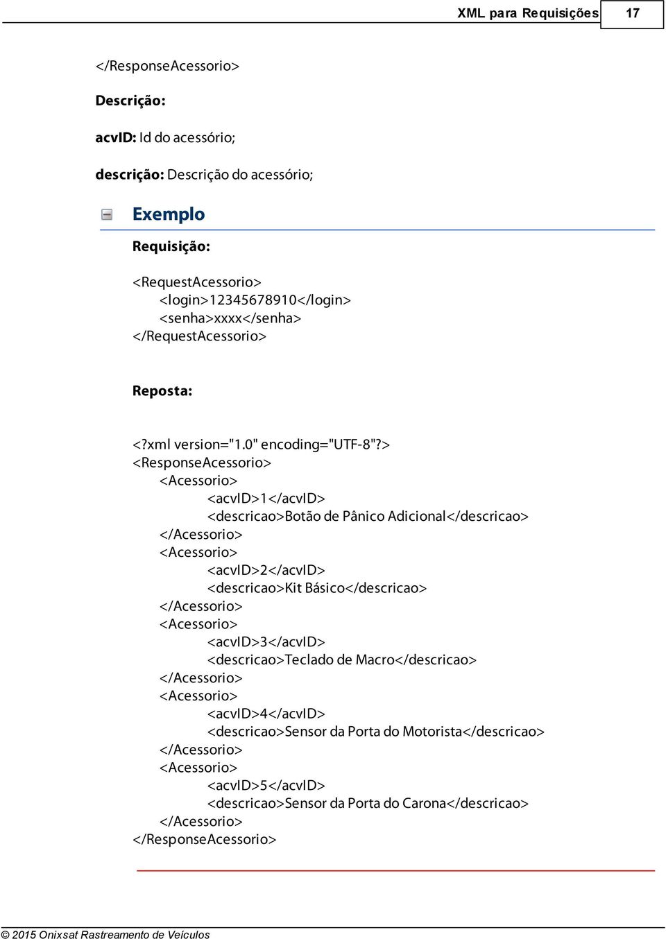 </Acessorio> <Acessorio> <acvid>2</acvid> <descricao>kit Básico</descricao> </Acessorio> <Acessorio> <acvid>3</acvid> <descricao>teclado de Macro</descricao> </Acessorio>