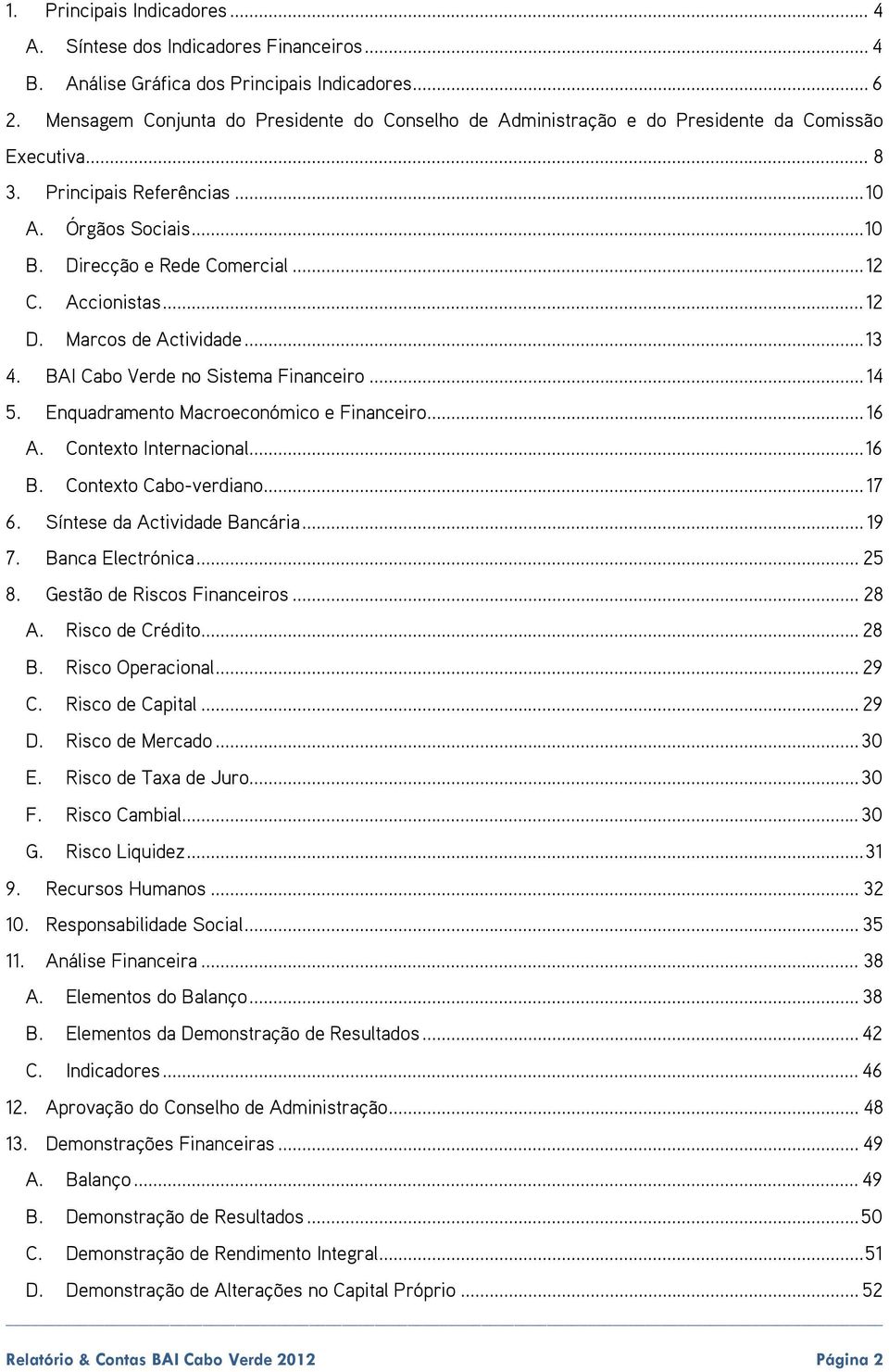 Accionistas... 12 D. Marcos de Actividade... 13 4. BAI Cabo Verde no Sistema Financeiro... 14 5. Enquadramento Macroeconómico e Financeiro... 16 A. Contexto Internacional... 16 B.