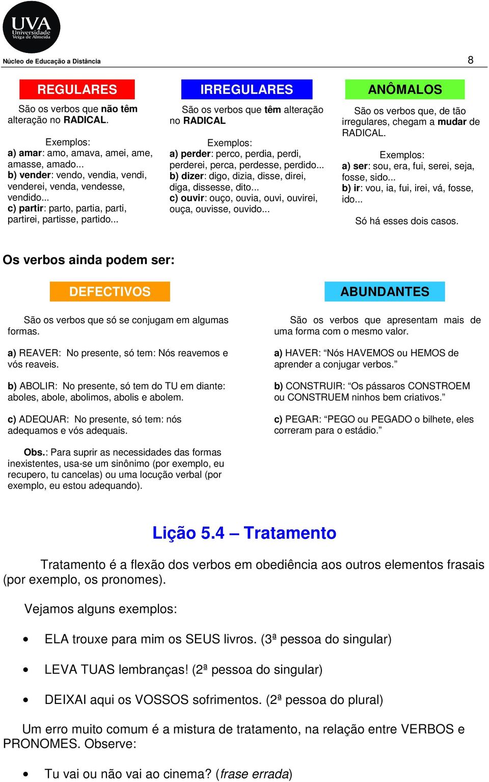 .. São os verbos que têm alteração no RADICAL a) perder: perco, perdia, perdi, perderei, perca, perdesse, perdido... b) dizer: digo, dizia, disse, direi, diga, dissesse, dito.