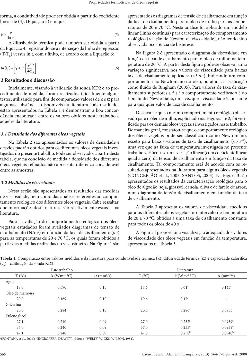 da sonda KD e ao procedmento de medda, foram realzados ncalmente alguns testes, utlzando para fns de comparação valores de k e α para algumas substâncas dsponíves na lteratura.