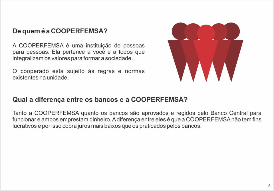 O cooperado está sujeito às regras e normas existentes na unidade. Qual a diferença entre os bancos e a COOPERFEMSA?