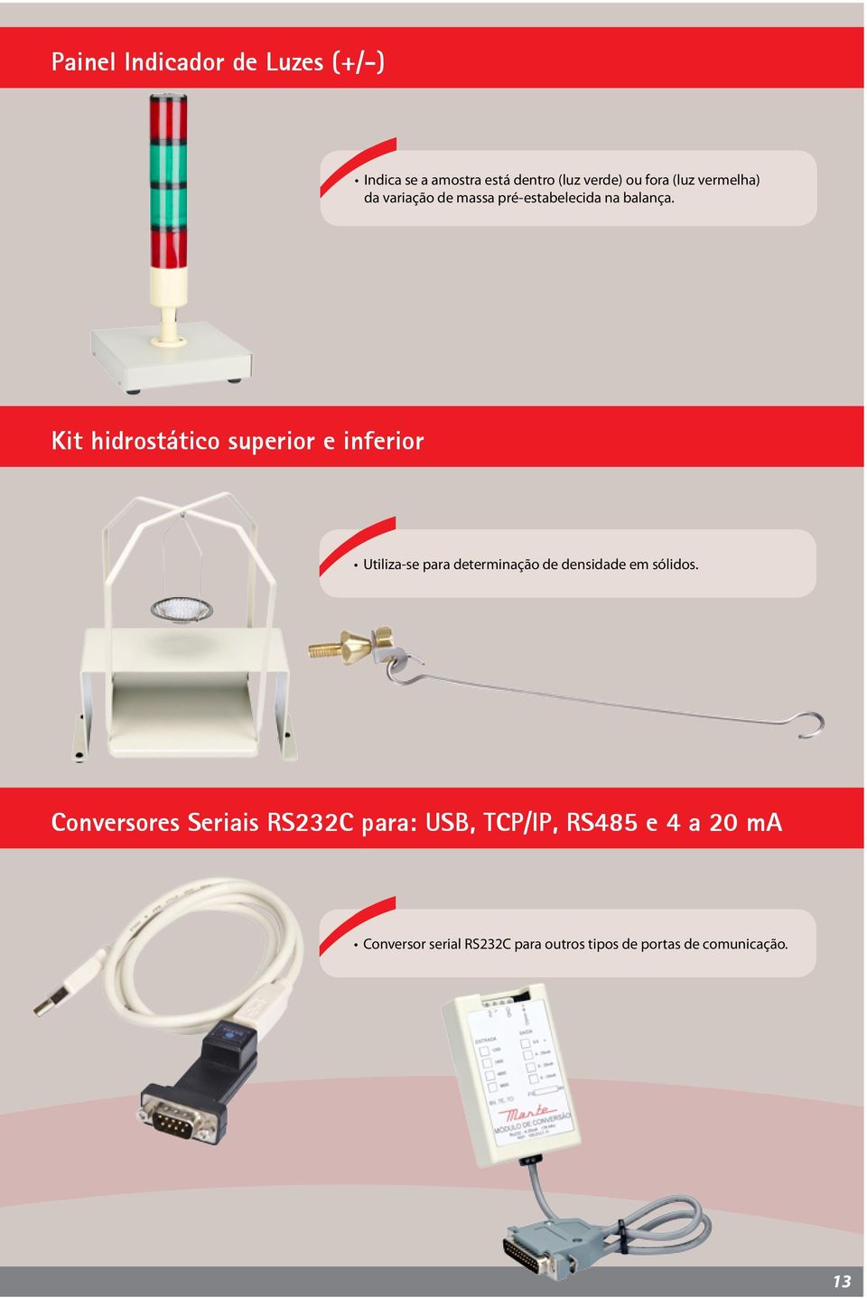 Kit hidrostático superior e inferior Utiliza-se para determinação de densidade em sólidos.