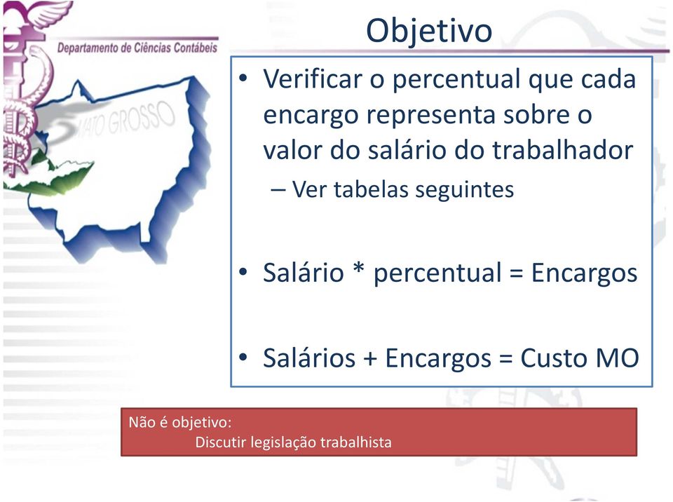 tabelas seguintes Salário * percentual = Encargos