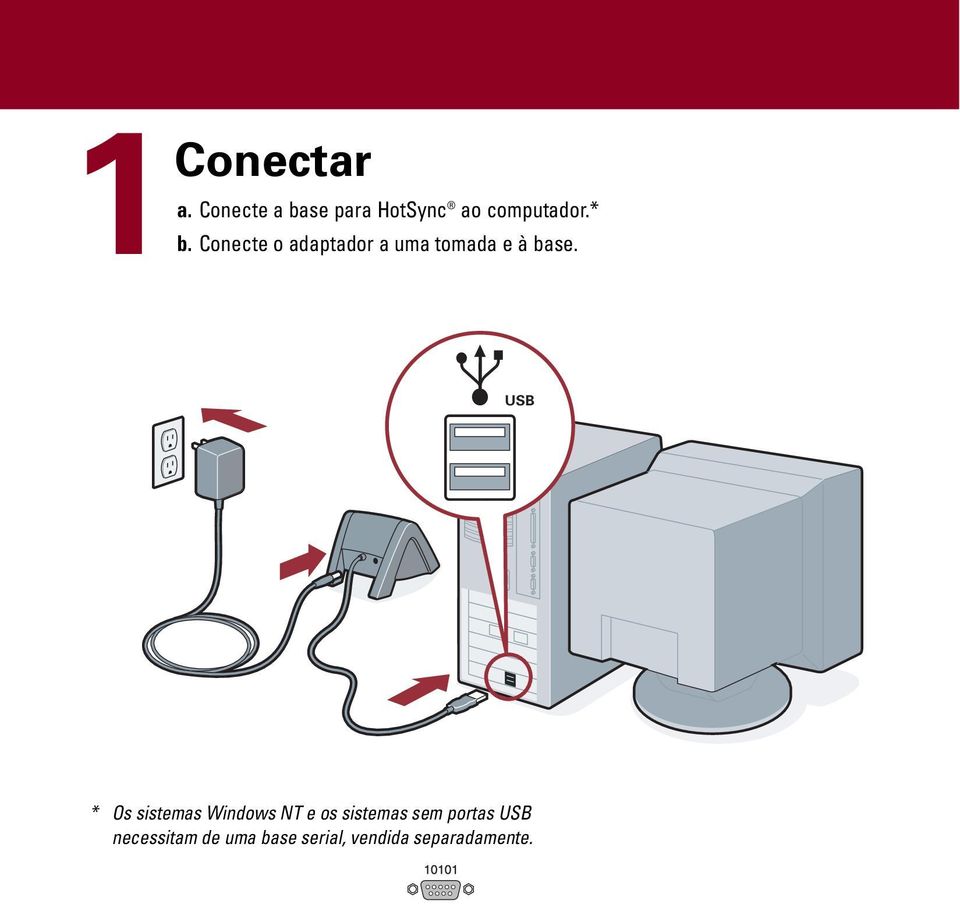 Conecte o adaptador a uma tomada e à base.