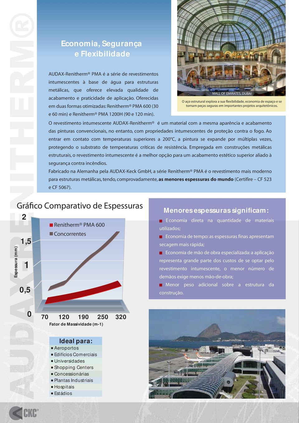 Oferecidas em duas formas otimizadas: Renitherm PMA 600 (30 MALL OF EMIRATES, DUBAI O aço estrutural explora a sua flexibilidade, economia de espaço e se tornam peças seguras em importantes projetos