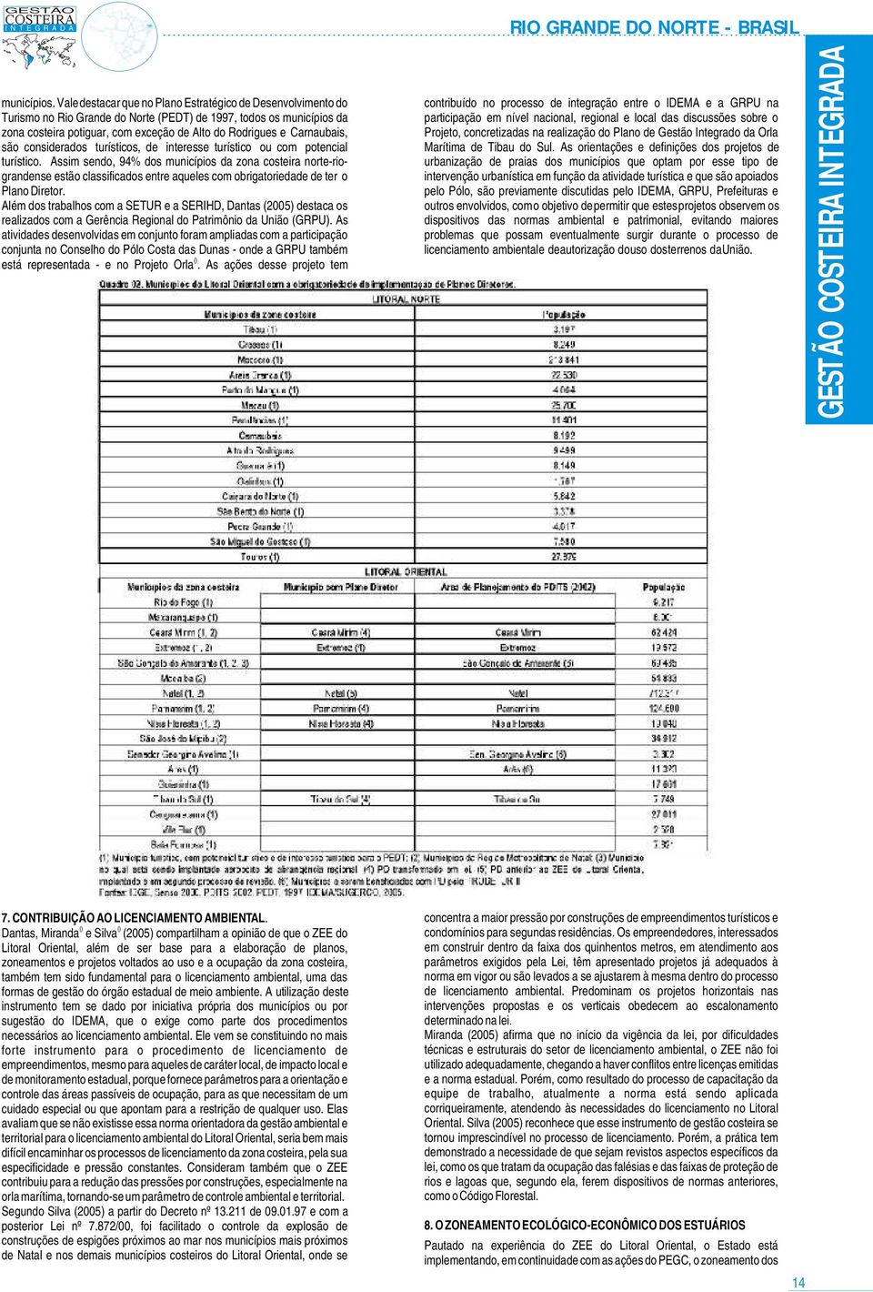 turístics, de interesse turístic u cm ptencial turístic. Assim send, 94% ds municípis da zna csteira nrte-rigrandense estã classificads entre aqueles cm brigatriedade de ter Plan Diretr.