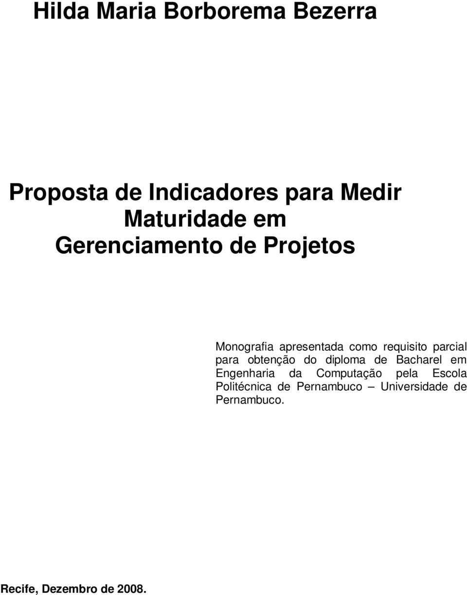 para obtenção do diploma de Bacharel em Engenharia da Computação pela Escola