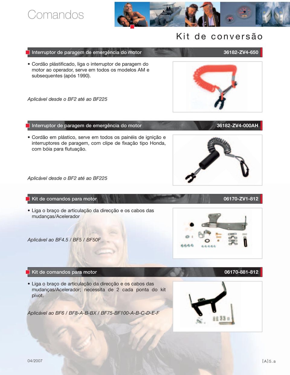 Aplicável desde o BF2 até ao BF225 Interruptor de paragem de emergência do motor 36182-ZV4-000AH Cordão em plástico, serve em todos os painéis de ignição e interruptores de paragem, com clipe de