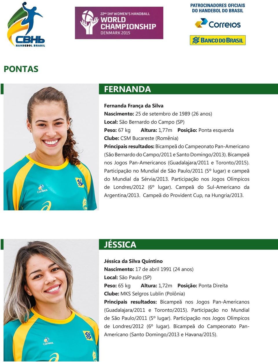 Participação no Mundial de São Paulo/2011 (5º lugar) e campeã do Mundial da Sérvia/2013. Participação nos Jogos Olímpicos de Londres/2012 (6º lugar). Campeã do Sul-Americano da Argentina/2013.