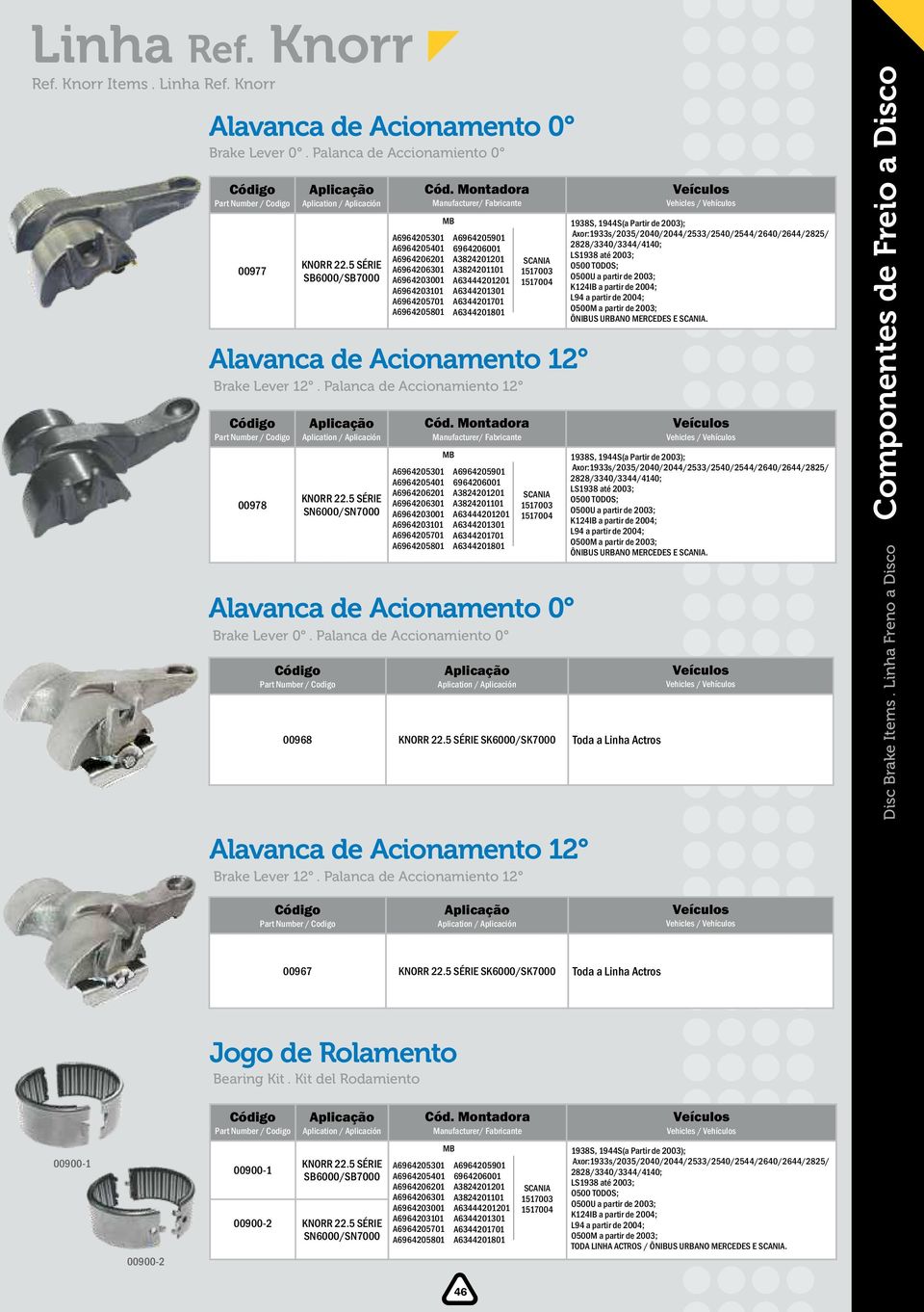 Palanca de Accionamiento 0 00968 SK6000/SK7000 Toda a Linha Actros Alavanca de Acionamento 12 Brake Lever 12. Palanca de Accionamiento 12 ÔNIBUS URBANO MERCEDES E.