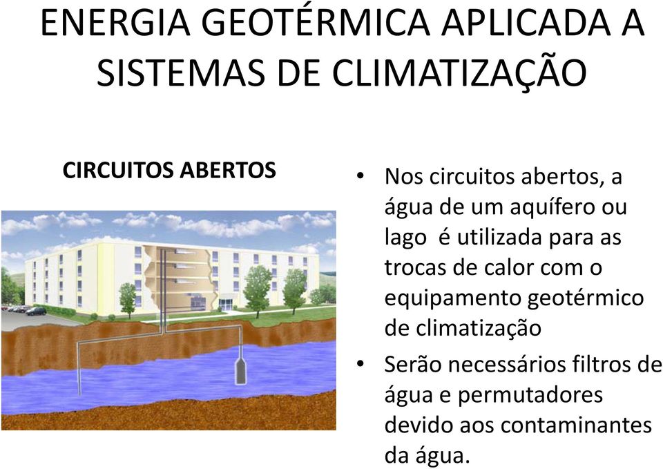 trocas de calor com o equipamento geotérmico de climatização Serão