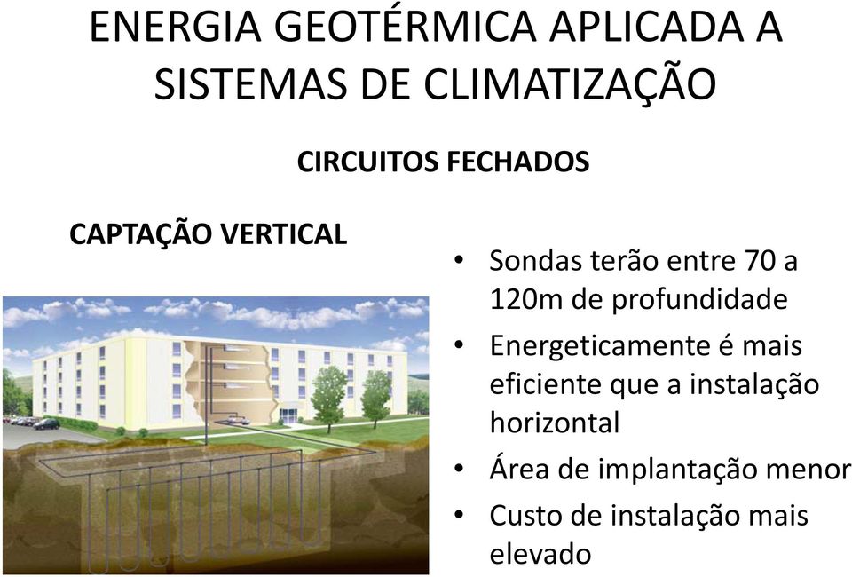 120m de profundidade Energeticamente é mais eficiente que a