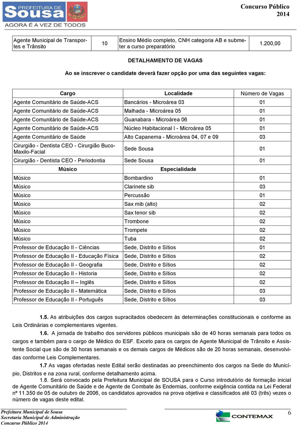 Agente Comunitário de Saúde-ACS Malhada - Microárea 05 01 Agente Comunitário de Saúde-ACS Guanabara - Microárea 06 01 Agente Comunitário de Saúde-ACS Núcleo Habitacional I - Microárea 05 01 Agente