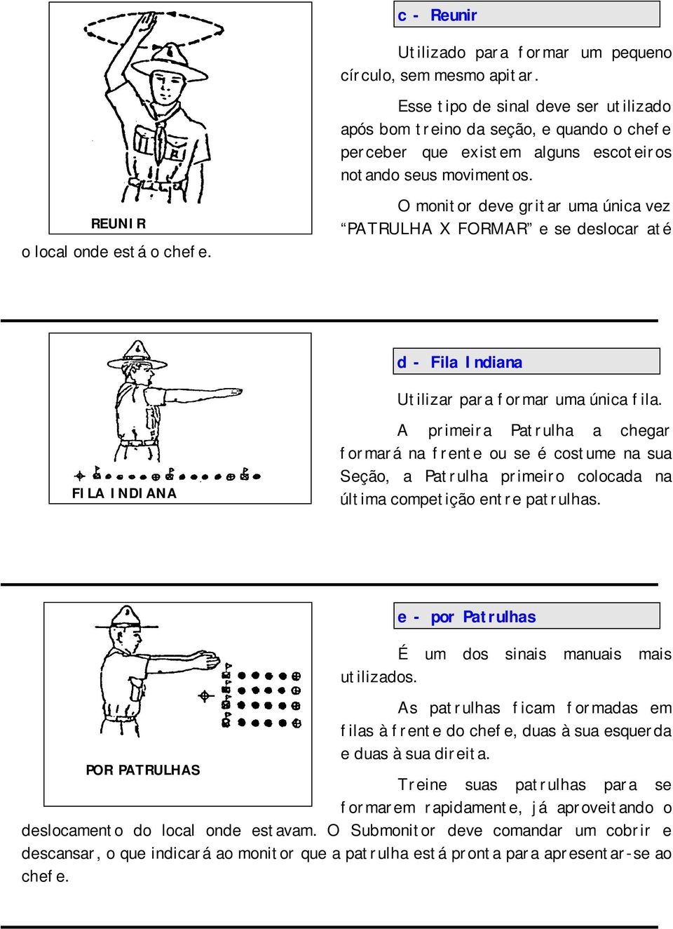 O monitor deve gritar uma única vez PATRULHA X FORMAR e se deslocar até d - Fila Indiana Utilizar para formar uma única fila.