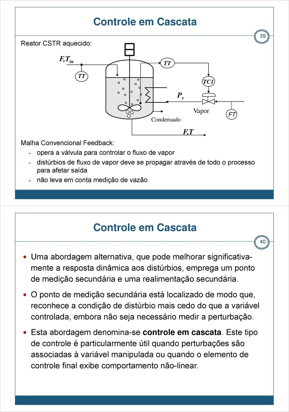 aos distúrbios, emprega um ponto de medição secundária e uma realimentação secundária.