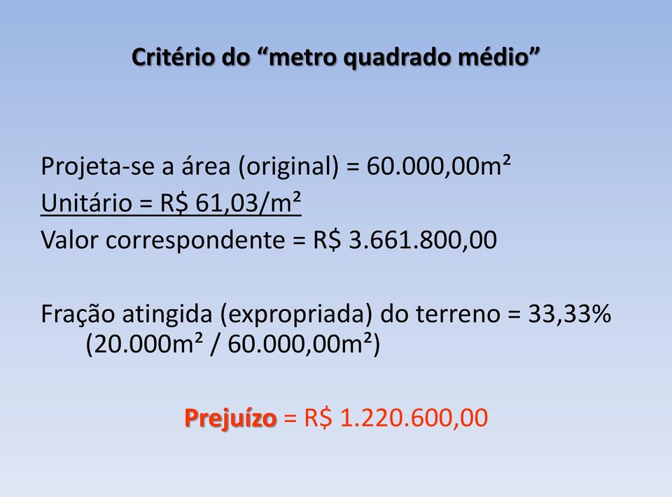 000,00m² Unitário = R$ 61,03/m² Valor correspondente = R$ 3.