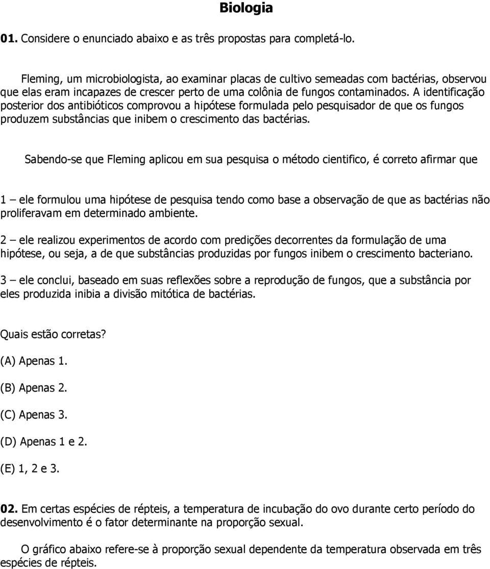 A identificação posterior dos antibióticos comprovou a hipótese formulada pelo pesquisador de que os fungos produzem substâncias que inibem o crescimento das bactérias.