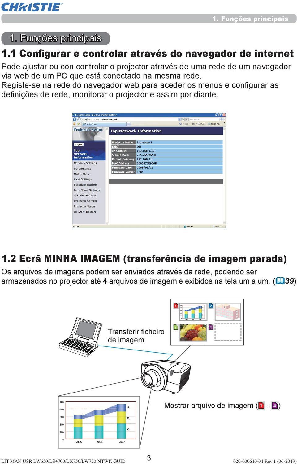 1 Configurar e controlar através do navegador de internet Pode ajustar ou con controlar o projector através de uma rede de um navegador via web de um PC que