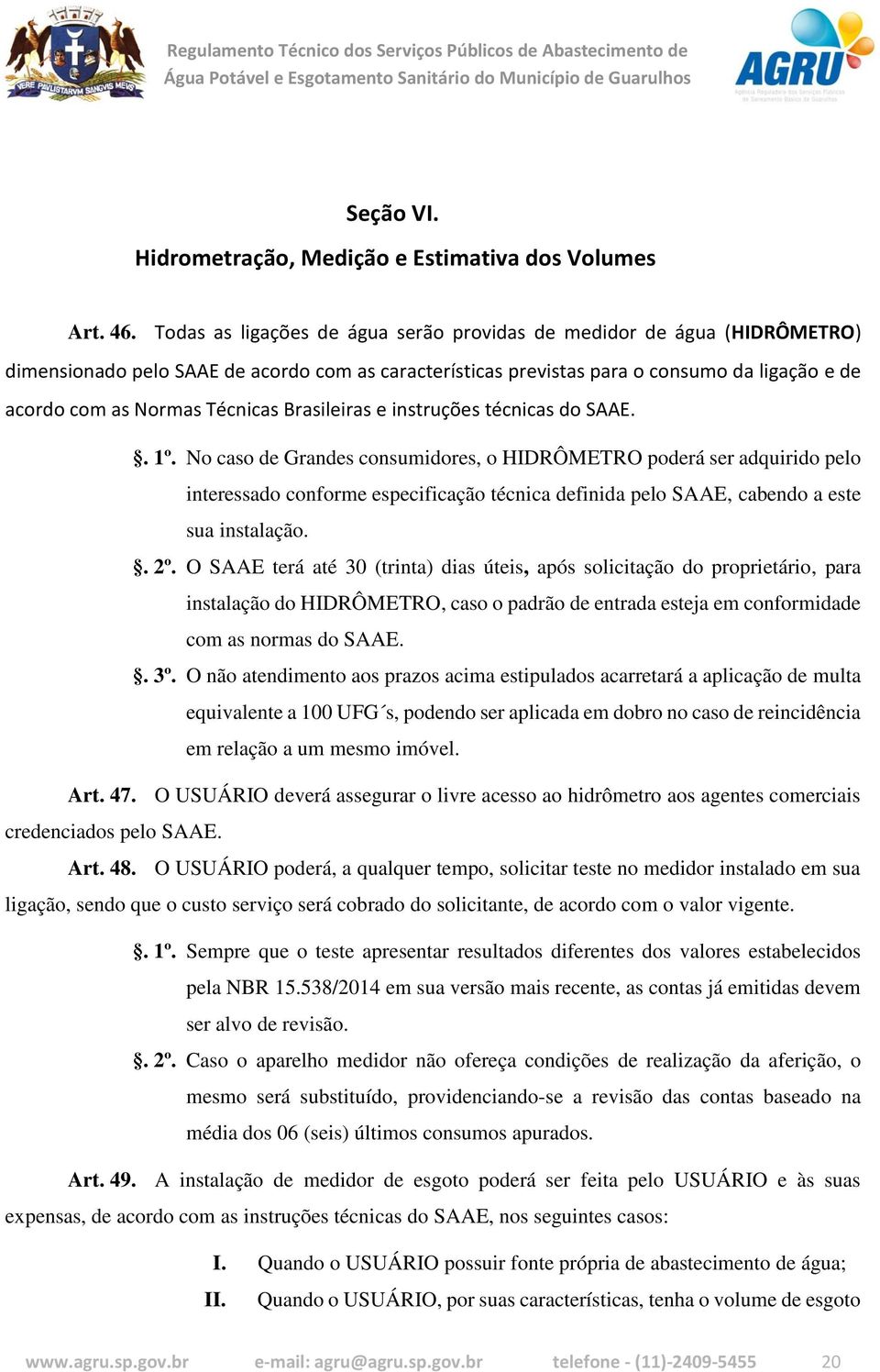 Brasileiras e instruções técnicas do SAAE.. 1º.