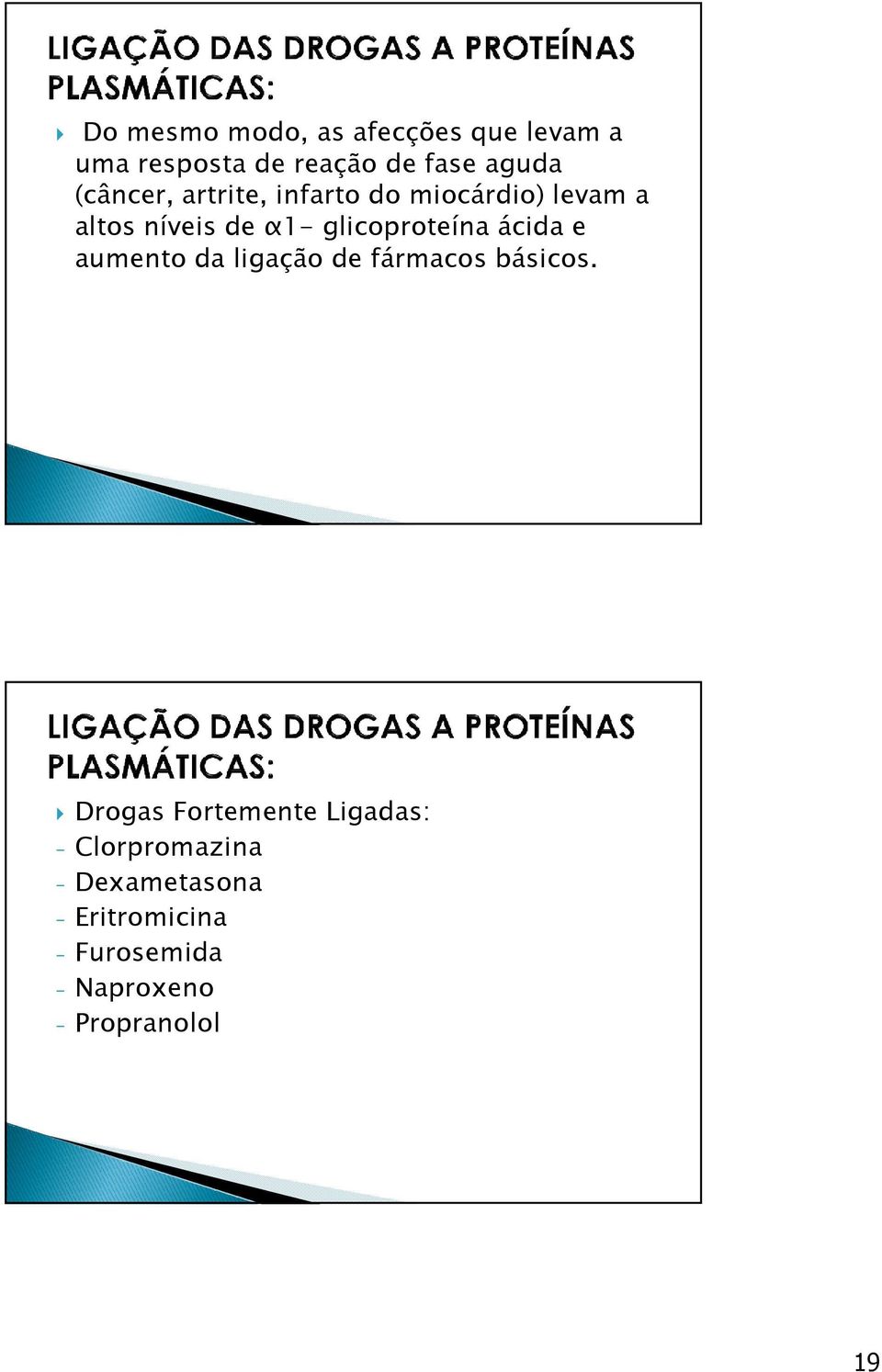 glicoproteína ácida e aumento da ligação de fármacos básicos.