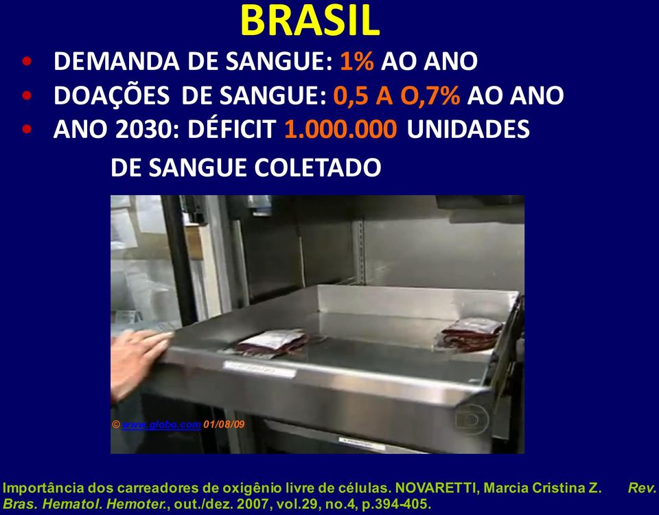 com 01/08/09 Importância dos carreadores de oxigênio livre de células.