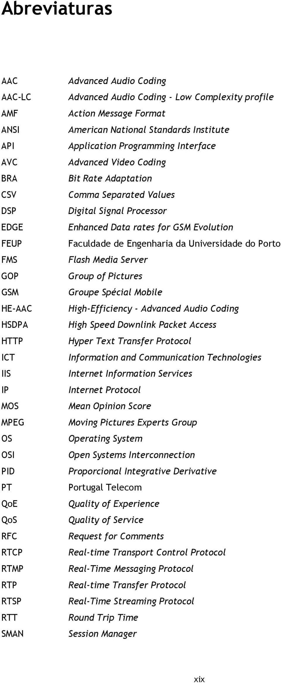 Digital Signal Processor Enhanced Data rates for GSM Evolution Faculdade de Engenharia da Universidade do Porto Flash Media Server Group of Pictures Groupe Spécial Mobile High-Efficiency - Advanced