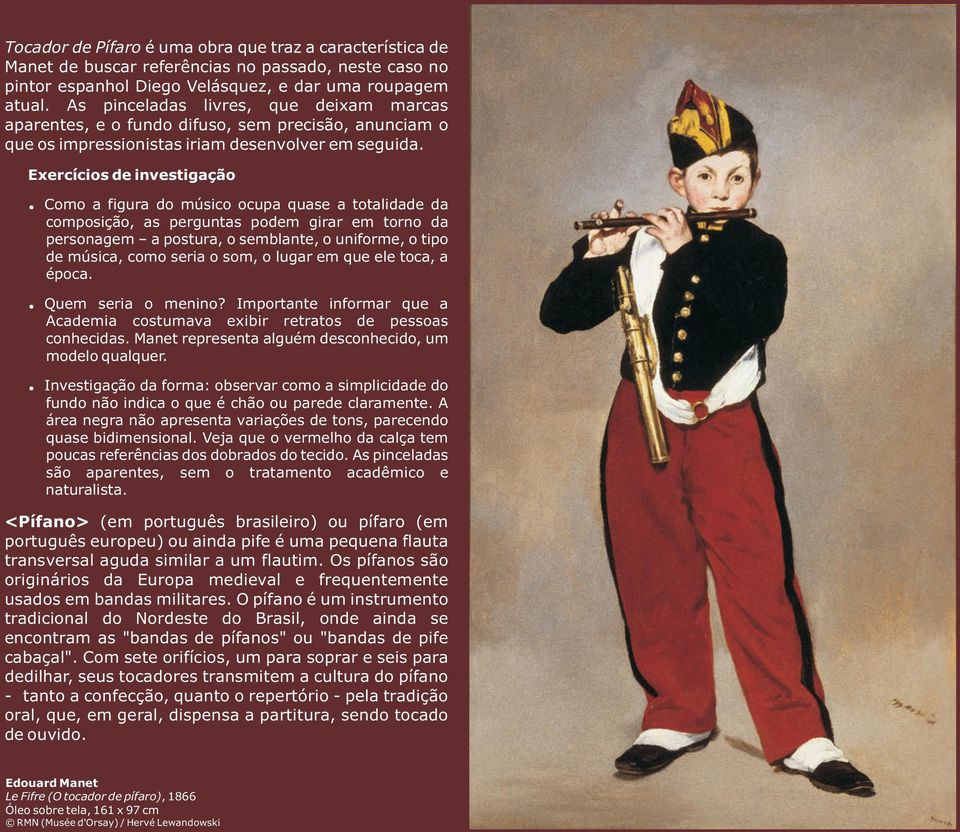 Exercícios de investigação Como a figura do músico ocupa quase a totalidade da composição, as perguntas podem girar em torno da personagem a postura, o semblante, o uniforme, o tipo de música, como