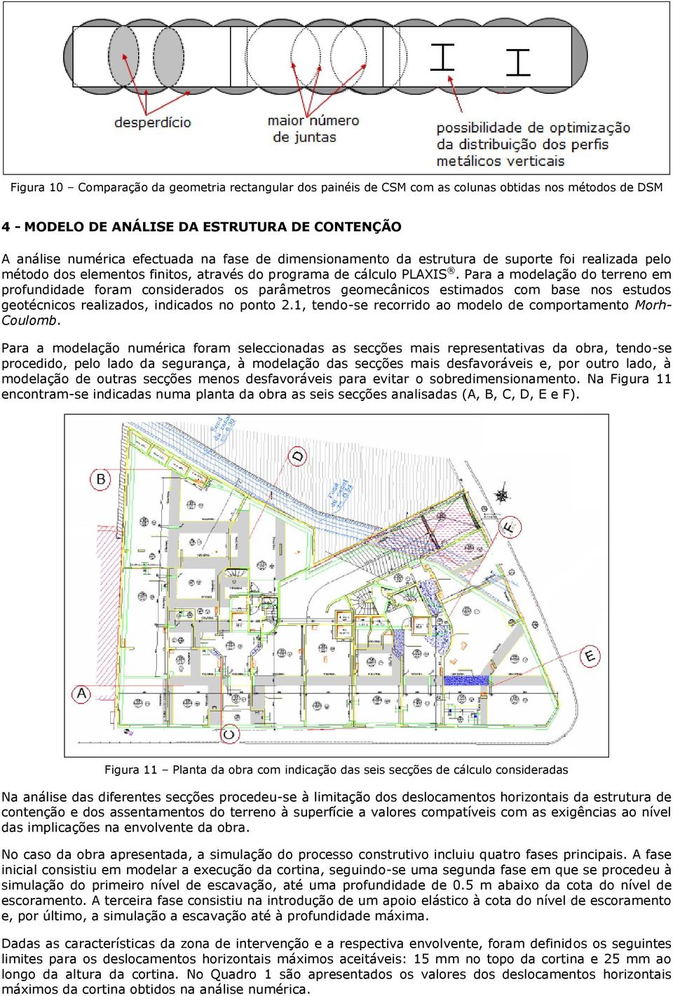 Para a modelação do terreno em profundidade foram considerados os parâmetros geomecânicos estimados com base nos estudos geotécnicos realizados, indicados no ponto 2.