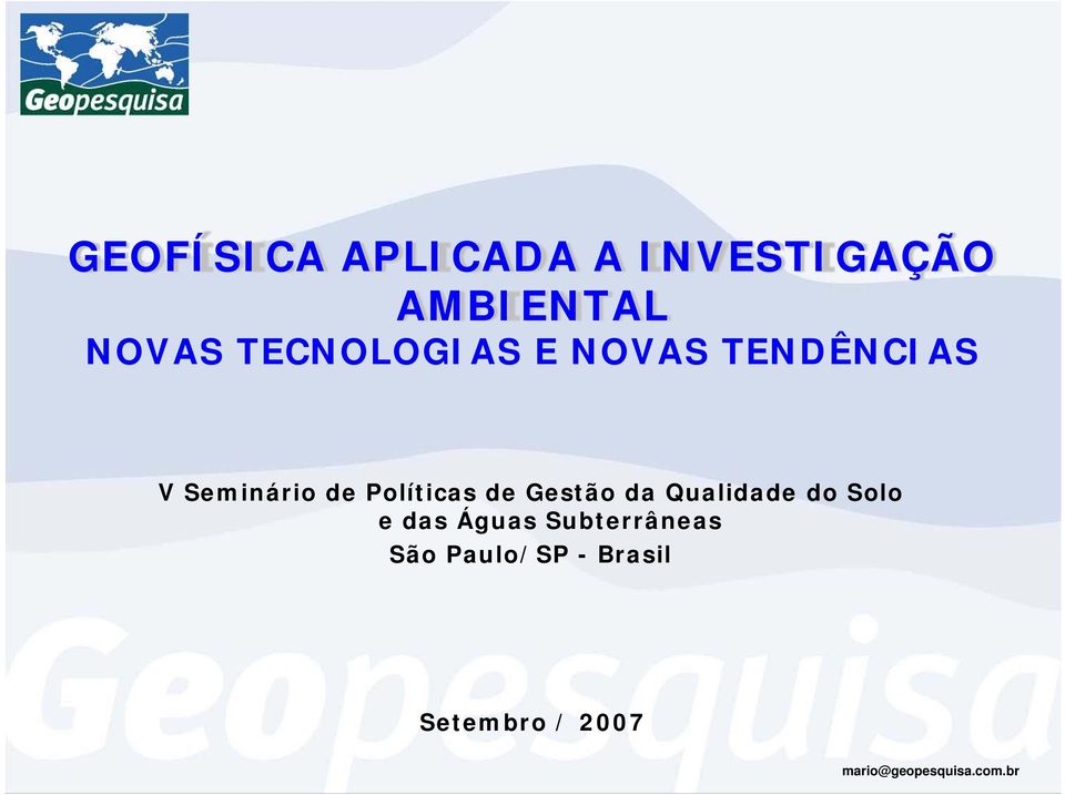 Políticas de Gestão da Qualidade do Solo e das