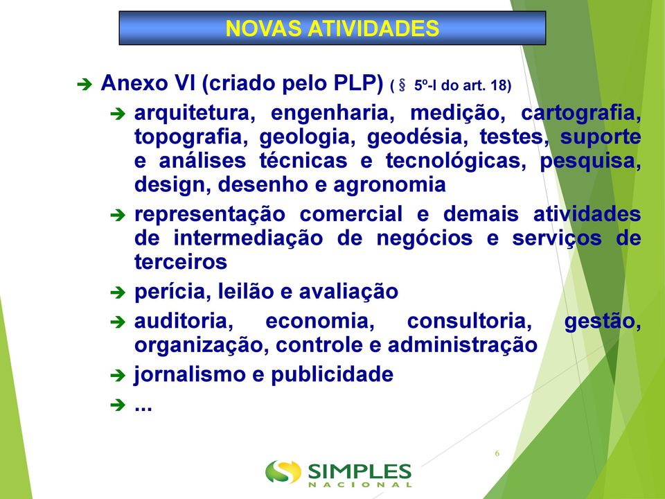 técnicas e tecnológicas, pesquisa, design, desenho e agronomia representação comercial e demais atividades de