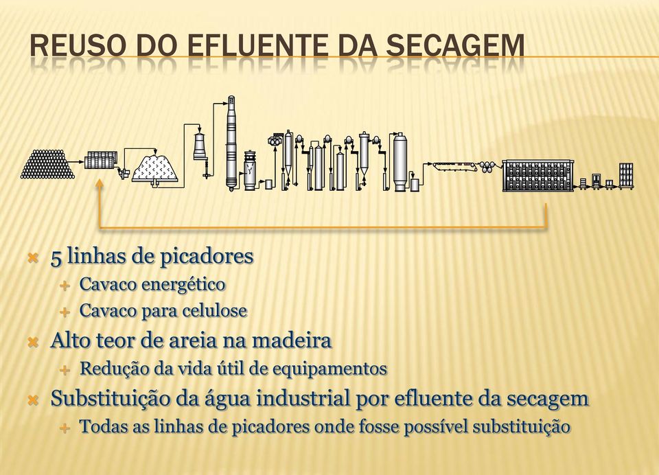 útil de equipamentos Substituição da água industrial por efluente da