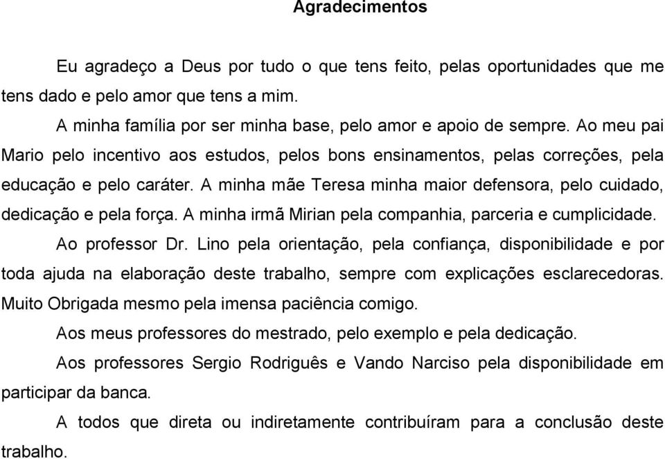 A minha irmã Mirian pela companhia, parceria e cumplicidade. Ao professor Dr.