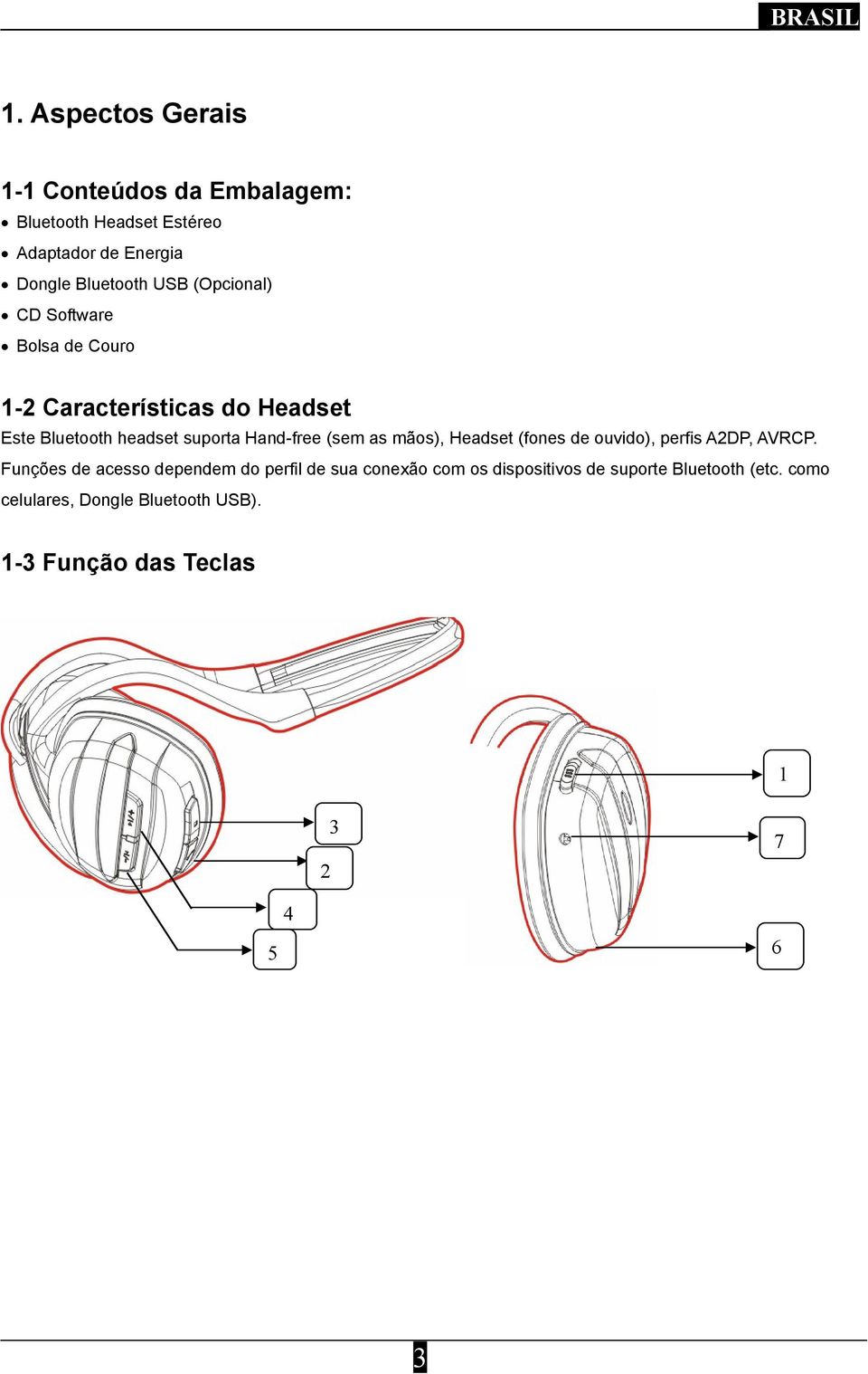 as mãos), Headset (fones de ouvido), perfis A2DP, AVRCP.