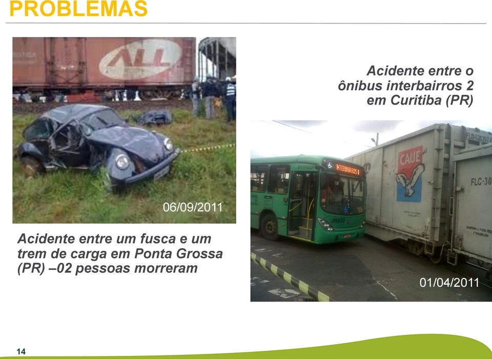 Acidente entre um fusca e um trem de carga