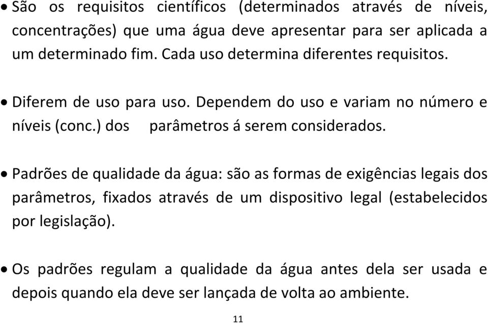 ) dos parâmetros á serem considerados.