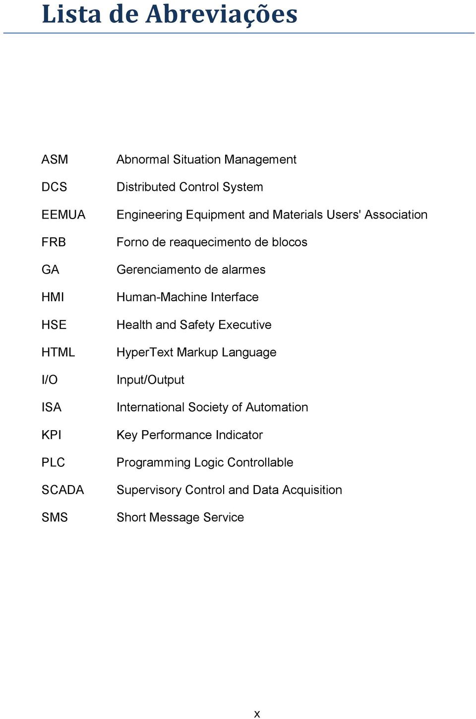 alarmes Human-Machine Interface Health and Safety Executive HyperText Markup Language Input/Output International Society of