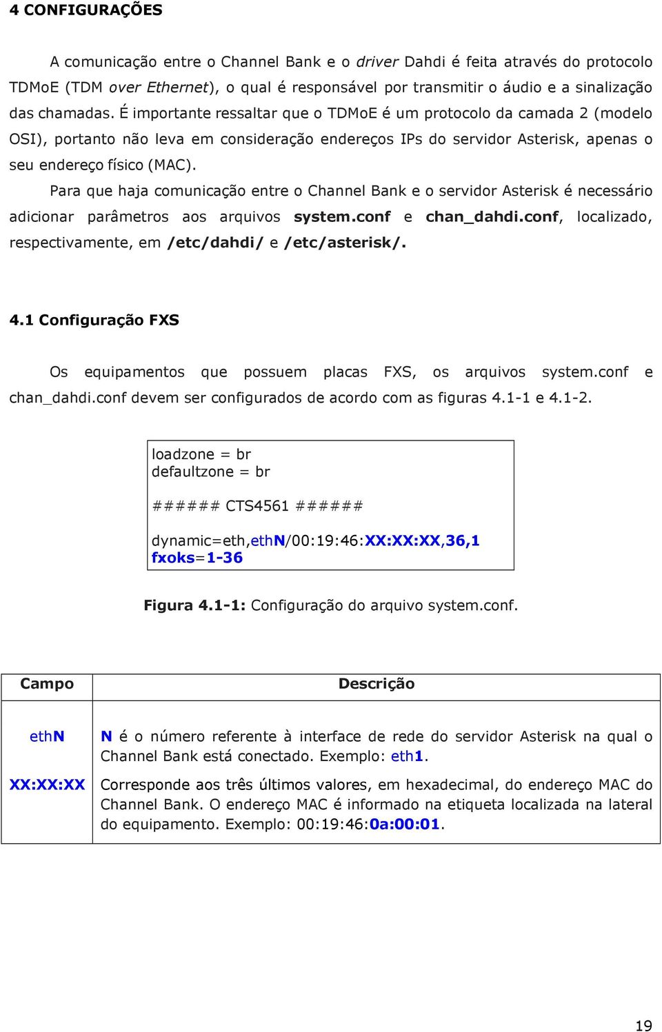 Para que haja comunicação entre o Channel Bank e o servidor Asterisk é necessário adicionar parâmetros aos arquivos system.conf e chan_dahdi.