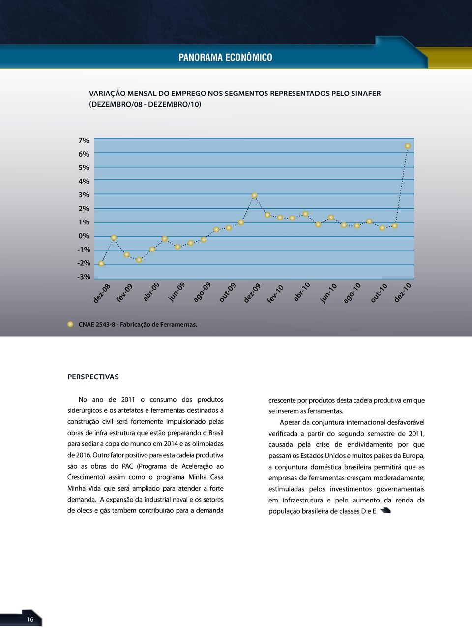 Perspectivas No ano de 2011 o consumo dos produtos siderúrgicos e os artefatos e ferramentas destinados à construção civil será fortemente impulsionado pelas obras de infra estrutura que estão