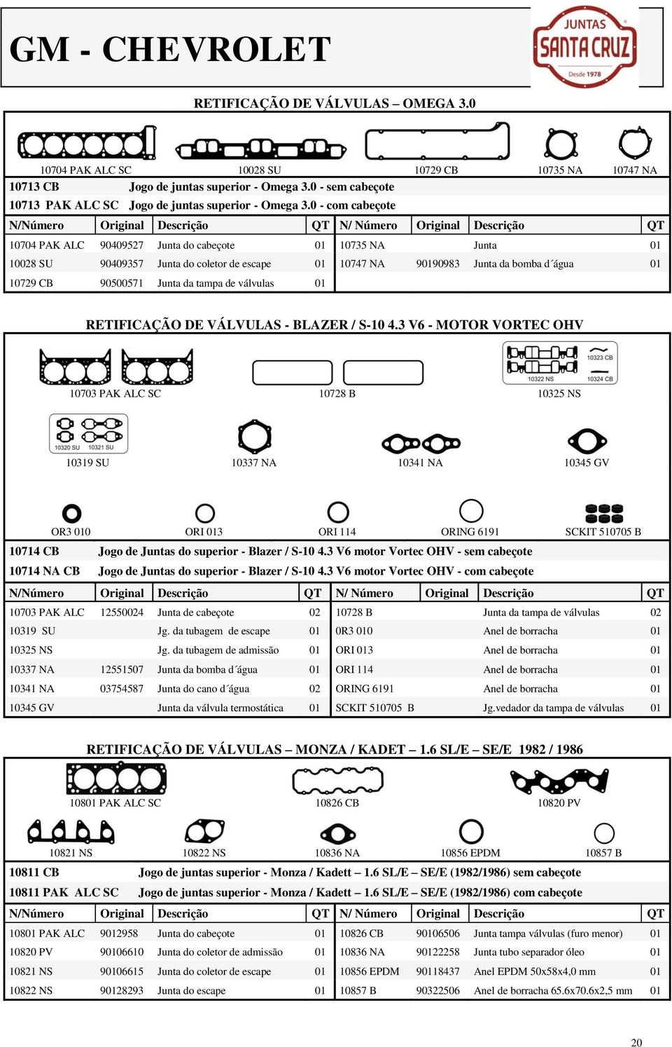 tampa de válvulas 01 RETIFICAÇÃO DE VÁLVULAS - BLAZER / S-10 4.