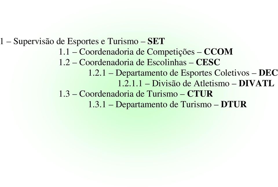 2 Coordenadoria de Escolinhas CESC 1.2.1 Departamento de Esportes Coletivos DEC 1.