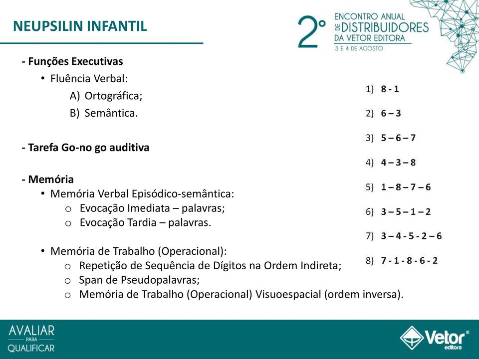 palavras; o Evocação Tardia palavras.