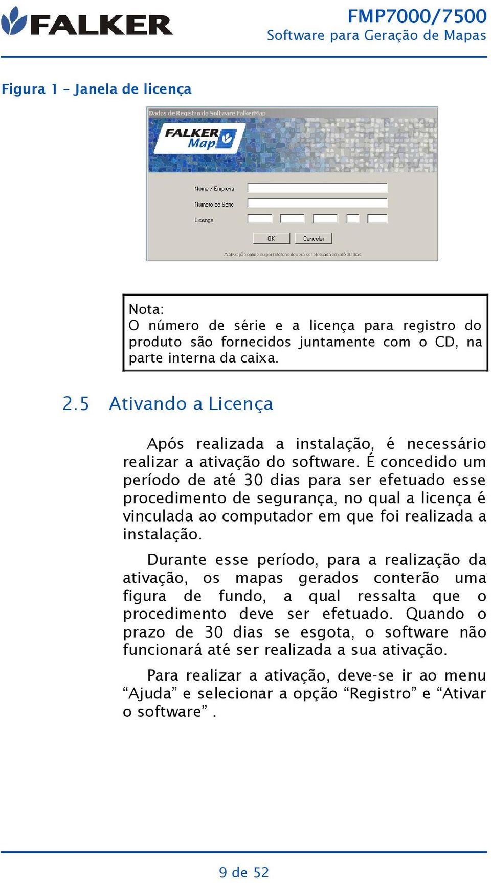 É concedido um período de até 30 dias para ser efetuado esse procedimento de segurança, no qual a licença é vinculada ao computador em que foi realizada a instalação.