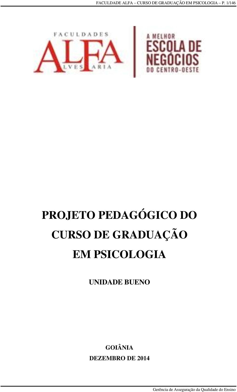 1/146 PROJETO PEDAGÓGICO DO CURSO DE