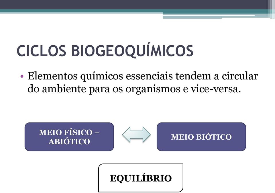 do ambiente para os organismos e