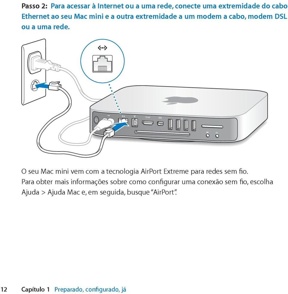 HDMI O seu Mac mini vem com a tecnologia AirPort Extreme para redes sem fio.