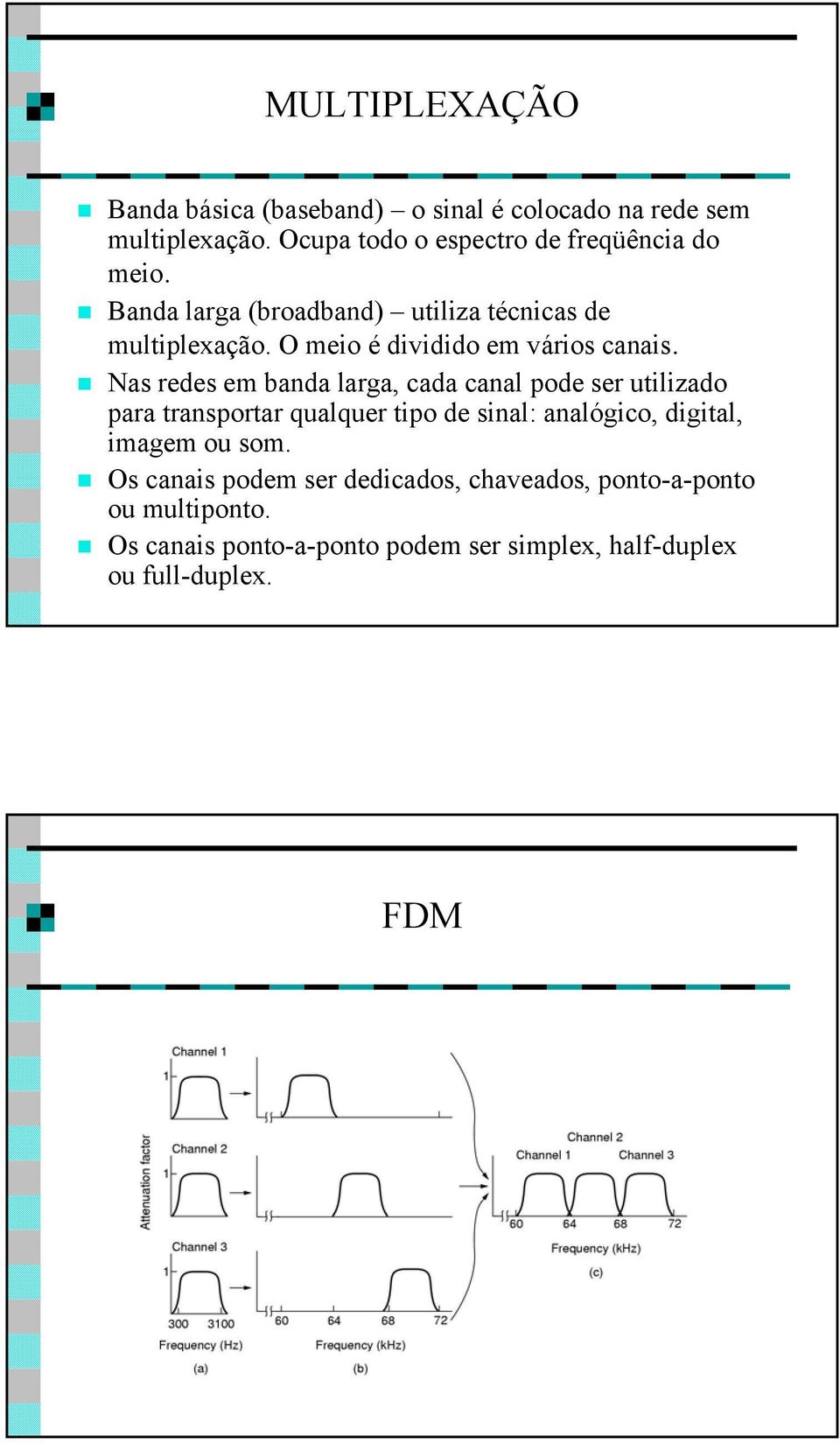 O meio é dividido em vários canais.