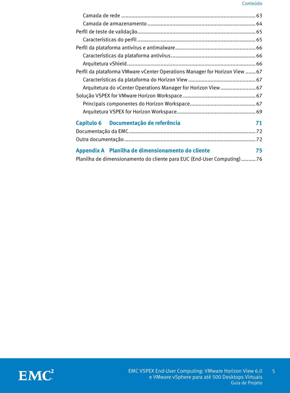 .. 67 Arquitetura do vcenter Operations Manager for Horizon View... 67 Solução VSPEX for VMware Horizon Workspace... 67 Principais componentes do Horizon Workspace.