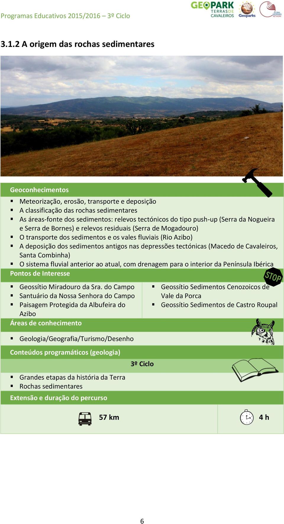 tectónicas (Macedo de Cavaleiros, Santa Combinha) O sistema fluvial anterior ao atual, com drenagem para o interior da Península Ibérica Pontos de Interesse Geossítio Miradouro da Sra.