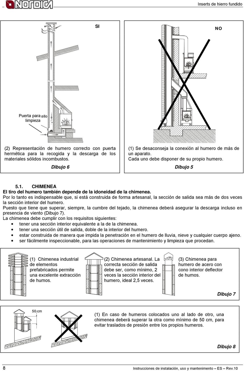 Por lo tanto es indispensable que, si está construida de forma artesanal, la sección de salida sea más de dos veces la sección interior del humero.